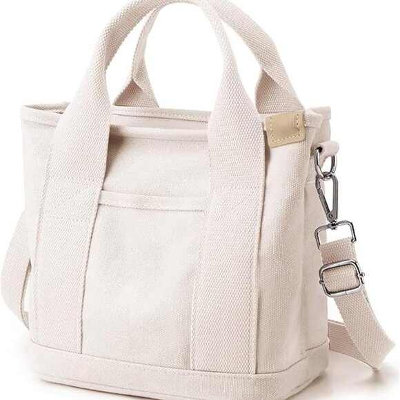 Canvas Tote Bag for WomenSmall Totes Bags with Zipper Crossbody Purse with Pock